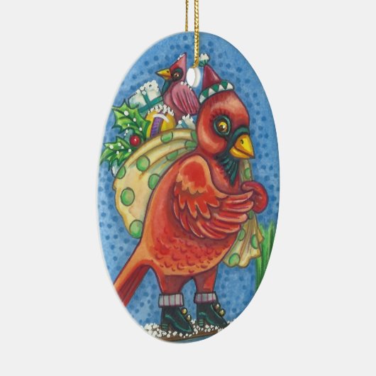 SANTA CARDINAL, CHRISTMAS RED BIRD ORNAMENT Oval (Rechts)