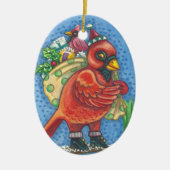 SANTA CARDINAL, CHRISTMAS RED BIRD ORNAMENT Oval (Voorkant)