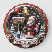 Santa Cardinal's Winter Welkom Vintage Kerstmis Grote Klok (Voorkant)