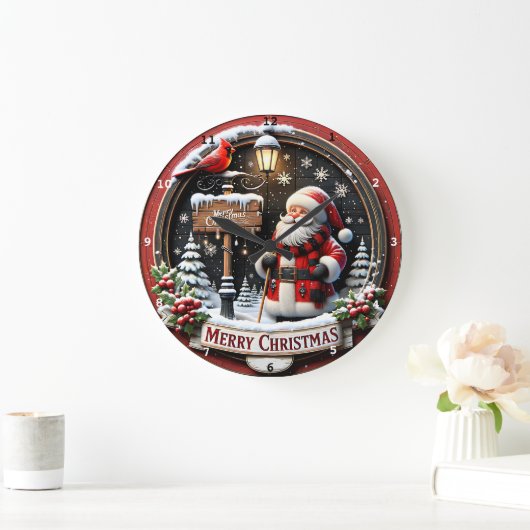 Santa Cardinal's Winter Welkom Vintage Kerstmis Grote Klok (Huis)