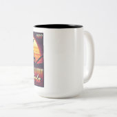 Santa Carla 1987 Retro ontwerp Tweekleurige Koffiemok (Voorkant rechts)