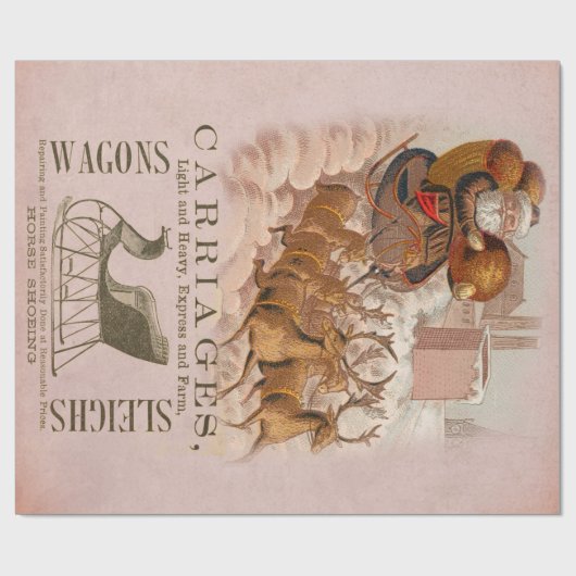 Santa Carriages Ephemera-ontkoppeling Cadeaupapier (Vlak)