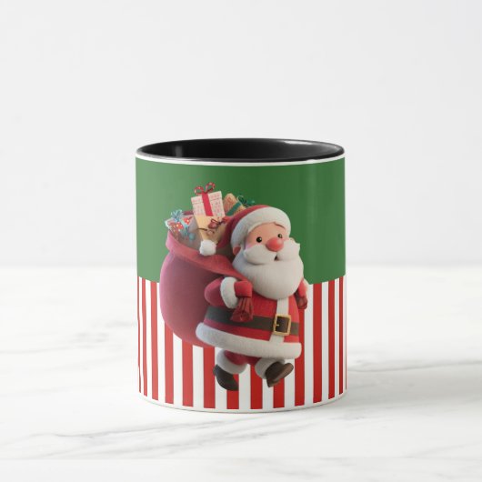 Santa Carrying Gift Sack Illustration Mok (Midden)