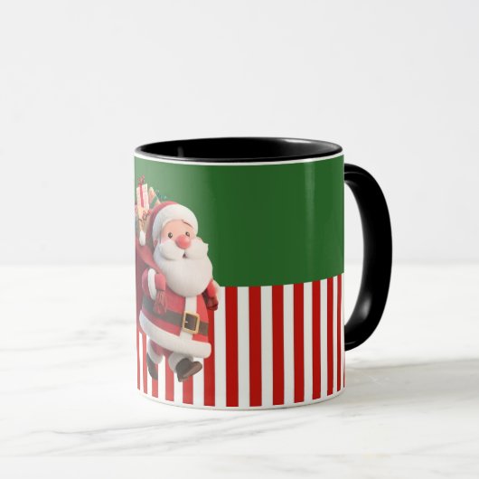 Santa Carrying Gift Sack Illustration Mok (Voorkant rechts)