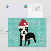 Santa Cartoon Boston Terrier Briefkaart (Voorkant / Achterkant)