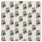 Santa Cartoon Boston Terrier Stof (Swatch)