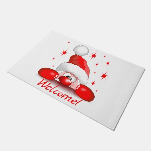 Santa Cartoon Cute Peking Character © BluedarkArt Deurmat (Schuin)