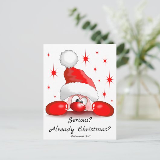 Santa Cartoon Cute Peking Character © BluedarkArt Feestdagenkaart (Staand voorkant)