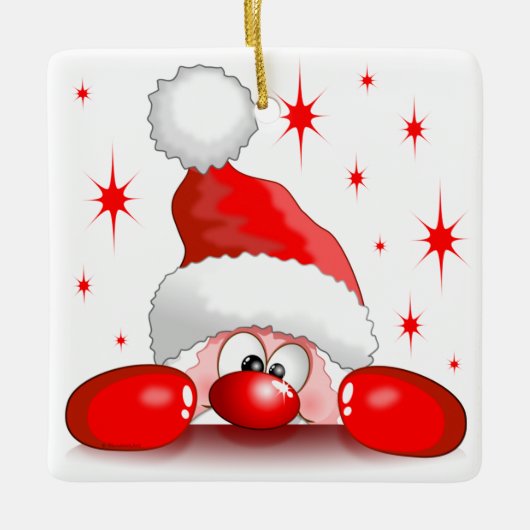Santa Cartoon Cute Peking Character © BluedarkArt Keramisch Ornament (Voorkant)