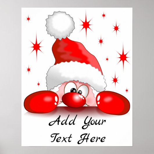Santa Cartoon Cute Peking Character © BluedarkArt Poster (Voorkant)