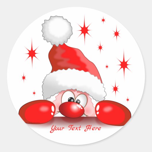 Santa Cartoon Cute Peking Character © BluedarkArt Ronde Sticker (Voorkant)