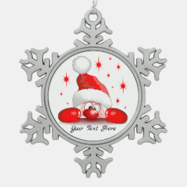 Santa Cartoon Cute Peking Character © BluedarkArt Tin Sneeuwvlok Ornament