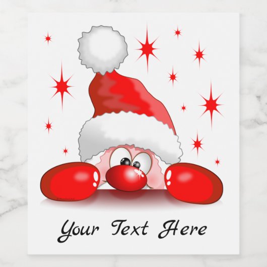 Santa Cartoon Cute Peking Character © BluedarkArt Wijn Etiket (Enkel label)