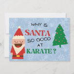 Santa Cartoon grappige kinder kerstgrap rood Feestdagenkaart<br><div class="desc">Kinderen houden van kerstgrappen. Deze leuke kerstkaart van de cartoon van kinderen heeft een grappige grap over Santa en Karate aan de voorkant. De kaart is een schattig rood oppervlak met de gordel van de kerstman. Dit is een perfect wenskaart voor kinderen.</div>