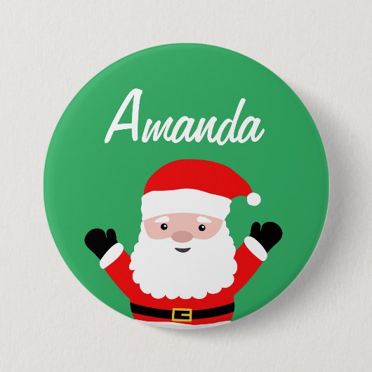 Santa cartoon-naamknop voor kerstfeest ronde button 7,6 cm (Voorkant)