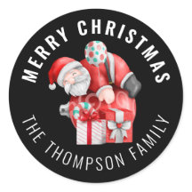 Santa Cartoon Name Merry KerstBlack