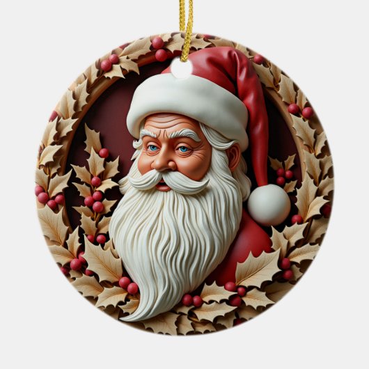 Santa Carved Look  Keramisch Ornament (Voorkant)