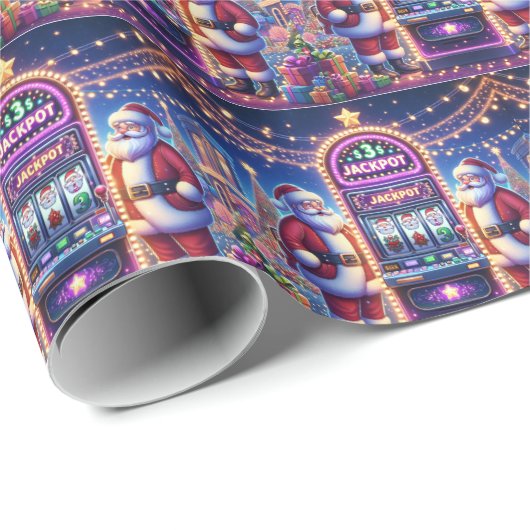 Santa Casino Slot Machine Kerstmis Cadeaupapier (Rol Hoek)