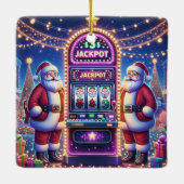 Santa Casino Slot Machine Kerstmis Keramisch Ornament (Achterkant)