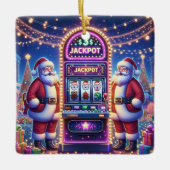 Santa Casino Slot Machine Kerstmis Keramisch Ornament (Voorkant)