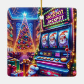 Santa Casino Slot Machine Kerstmis Keramisch Ornament (Achterkant)