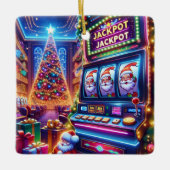 Santa Casino Slot Machine Kerstmis Keramisch Ornament (Voorkant)