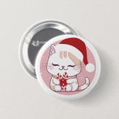 Santa Cat #2 Ronde Button 5,7 Cm (Voorkant /achterkant)