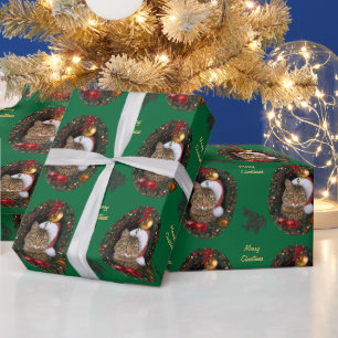 Santa Cat (aanpasbaar) Cadeaupapier