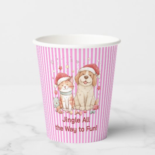 Santa Cat and Dog Friends Papieren Bekers (Voorkant)