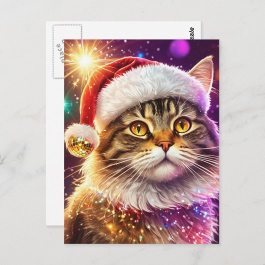 Santa Cat Briefkaart (Voorkant / Achterkant)