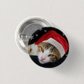 Santa Cat-Button/badge Ronde Button 3,2 Cm (Voorkant /achterkant)