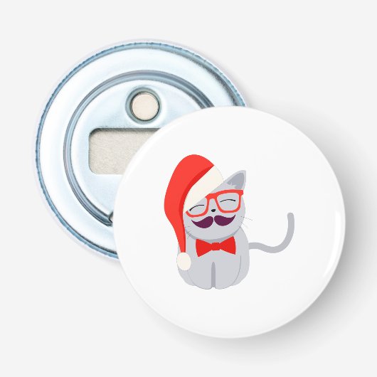 Santa Cat Button Flesopener (Voorkant)