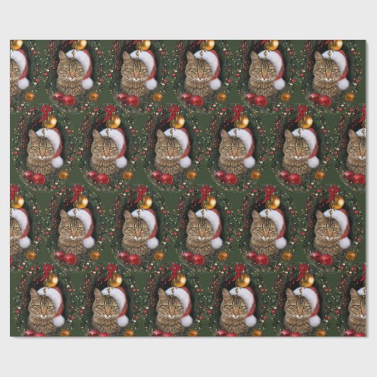 Santa Cat Cadeaupapier (Vlak)