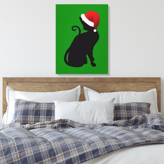 Santa Cat Canvas Afdruk (Insitu (Slaapkamer))
