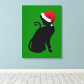 Santa Cat Canvas Afdruk (Insitu (Houten vloer))