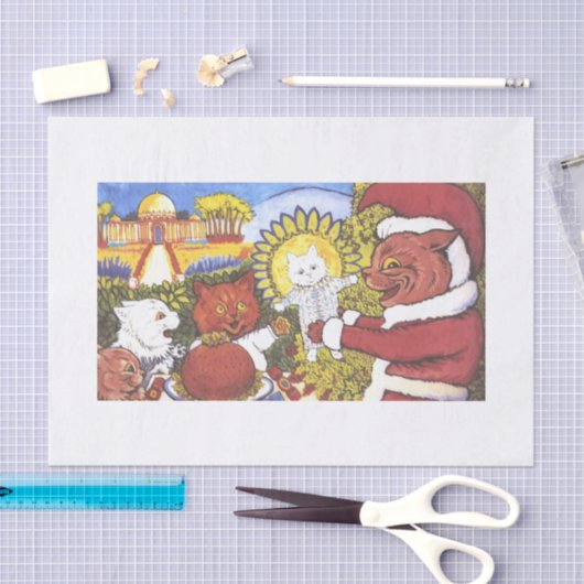 SANTA CAT CHRISTMAS TISSUE PAPIER (Craft)