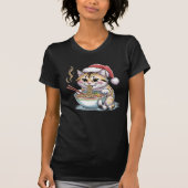 Santa Cat Eating Ramen Cute Christmas Kitty T-shirt (Voorkant)
