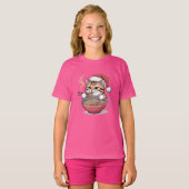 Santa Cat Eating Ramen Cute Christmas Kitty T-shirt (Voorkant volledig)