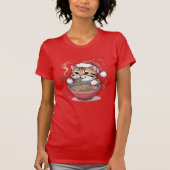 Santa Cat Eating Ramen Cute Christmas Kitty T-shirt (Voorkant)