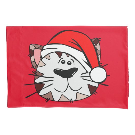Santa Cat Enkele Kussensloop, Standaard Grootte Kussensloop (Voorkant)