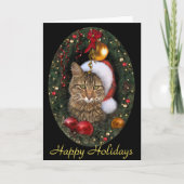Santa Cat Feestdagen Kaart (Voorkant)