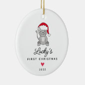 Santa Cat First kerstpas Keramisch Ornament (Rechts)