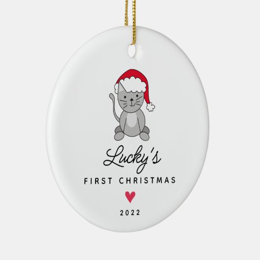 Santa Cat First kerstpas Keramisch Ornament (Rechts)