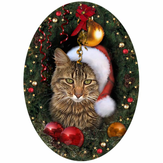 Santa Cat Fotobeeldje Ornament (Voorkant)