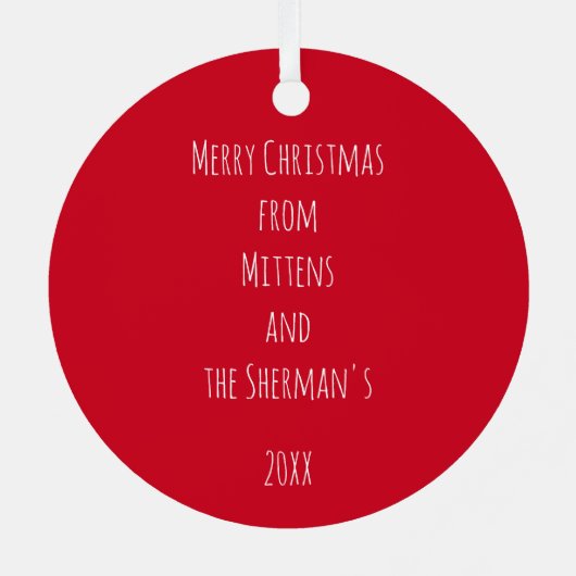 Santa Cat Funny Gepersonaliseerd Metalen Ornament (Achterkant)