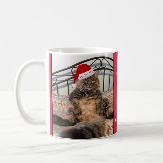 Santa Cat Gets Milk en Cookies kerstMok Koffiemok (Links)