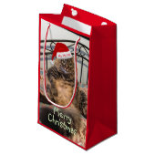 Santa Cat Ho Ho Ho Small Gift Bag Klein Cadeauzakje (Voorkant Gekanteld)