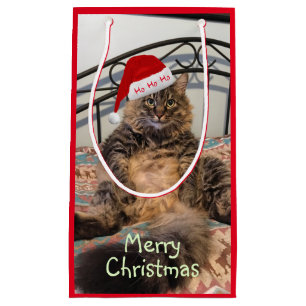 Santa Cat Ho Ho Ho Small Gift Bag Klein Cadeauzakje