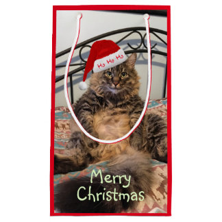 Santa Cat Ho Ho Ho Small Gift Bag Klein Cadeauzakje