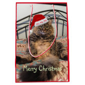 Santa Cat Ho Ho Medium Gift Bag Medium Cadeauzakje (Voorkant)